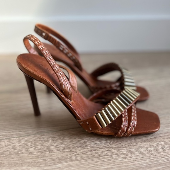 CELINE Leather Stiletto Slingback with metal accent — US 6.5 - Picture 5 of 8